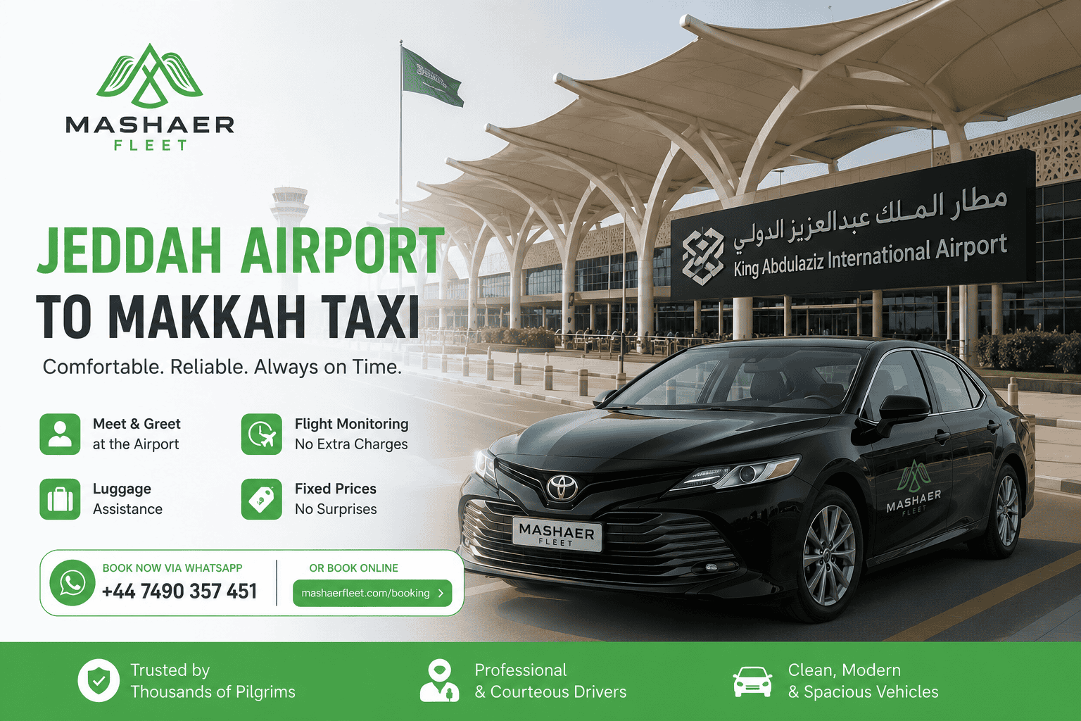 Private taxi from Jeddah Airport to Makkah — Mashaer Fleet transfer service