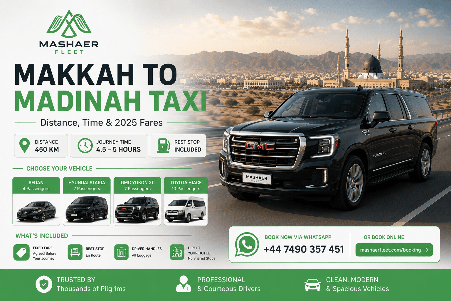 Private taxi from Makkah to Madinah — Hyundai Staria intercity transfer
